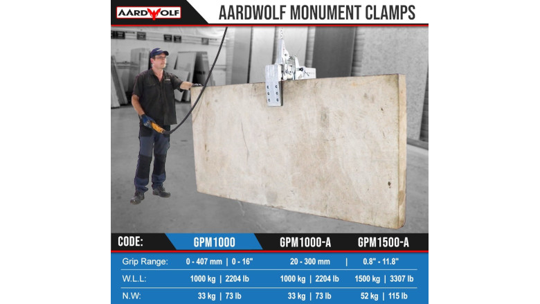 Aardwolf Monument Lifting Clamps Provide Safe and Efficient Material Handling