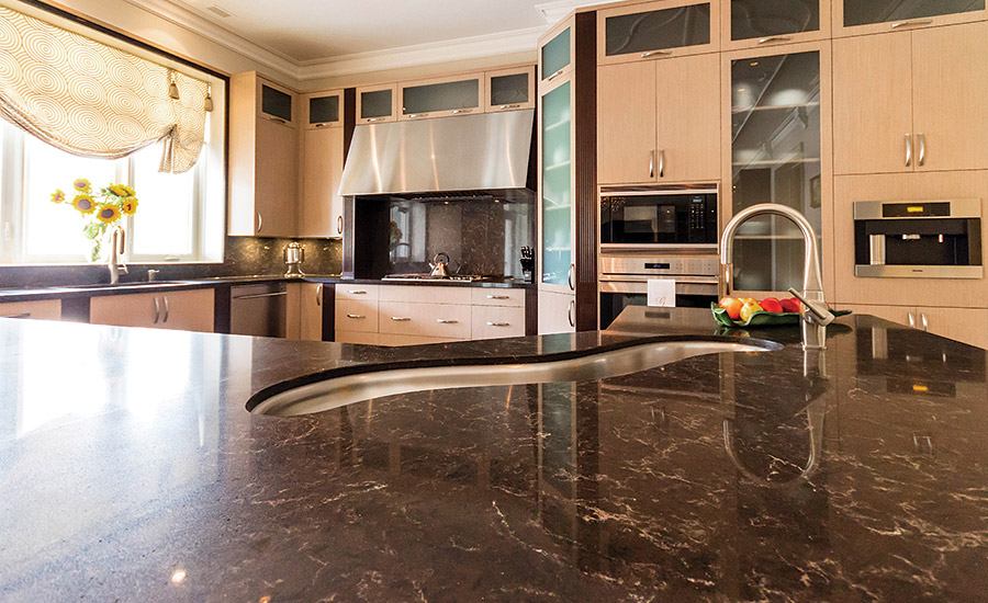 A downtown Toronto highend residence uses a wide range of marble tile, complemented by custom