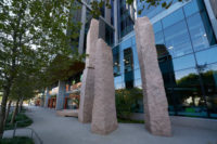 The "Standing Stones" installation at 50-60 Binney Street in Cambridge, MA