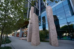 The "Standing Stones" installation at 50-60 Binney Street in Cambridge, MA