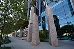 The "Standing Stones" installation at 50-60 Binney Street in Cambridge, MA