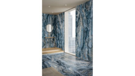 Marble-look tile bathroom