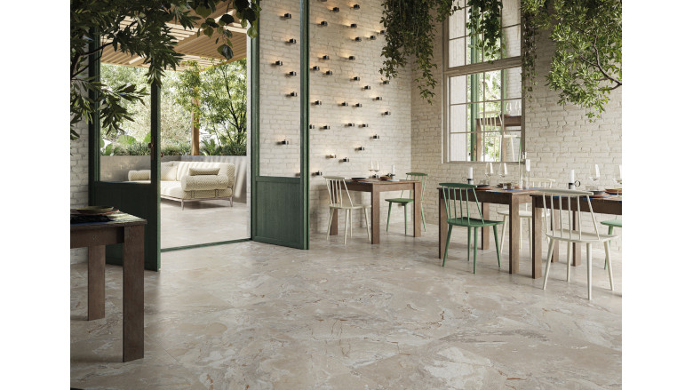 Open space marble-look floor tile