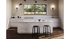 Kitchen island in Bianco Pandora
