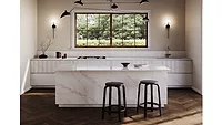 Kitchen island in Bianco Pandora