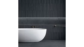 black bathroom tile