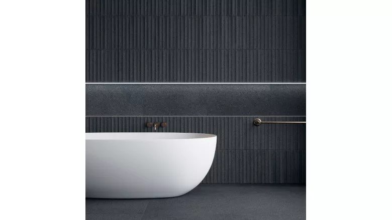 black bathroom tile