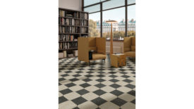 Ceramic floor tile checkered