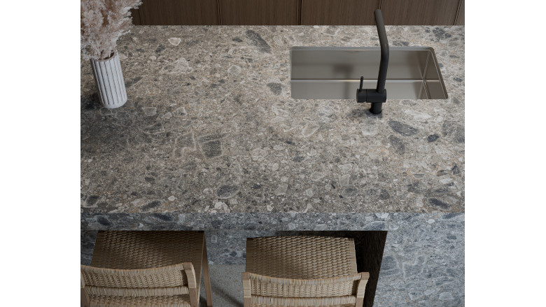 Gray speckled countertop