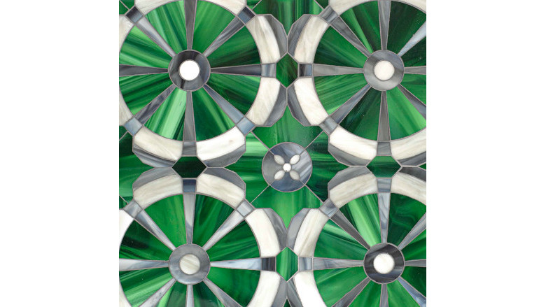 Green mosaic stained glass tile