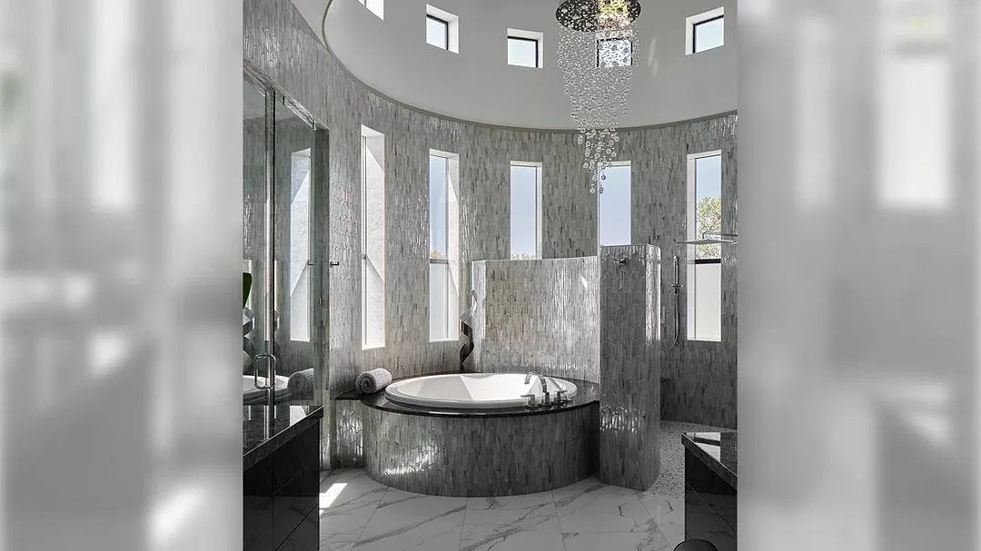 Elegant tiled bathroom featuring Luce Clipper Elevation Pearl