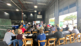 Attendees siting in presentation at Stone Industry Education event at Triton Stone in Austin, TX