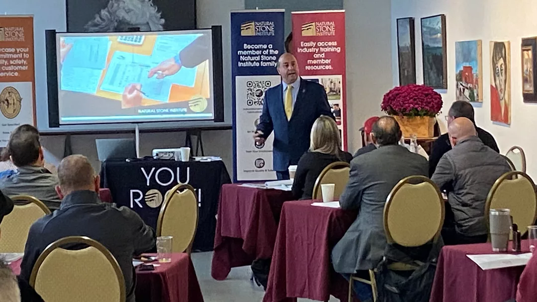 Tony Malisani presenting during the Stone Industry Education event in New Haven, CT