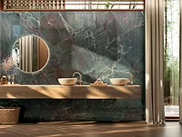 XLIGHT XLIGHT Emerald Green porcelain slab in bathroom
