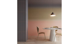 Wall tile with pink, blue and green tones