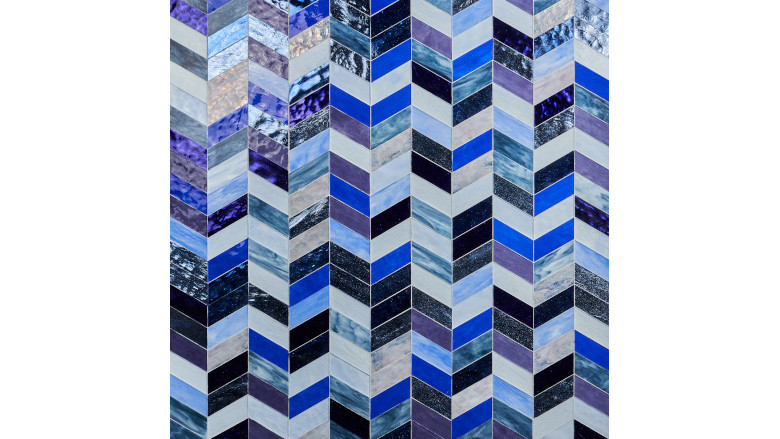 blue mosaic tile chevron 