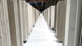 Quartz slabs in Tab Surfaces' facility in India.