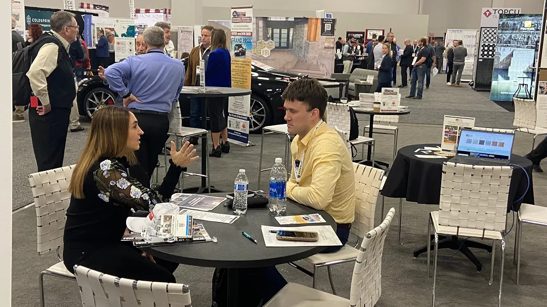 Stone World conducting podcast at StonExpo