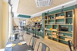 Inside Trenkaclosques with olive green ceramic tile from Decocer