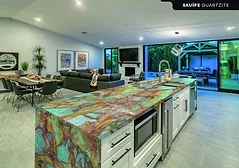 Pemagran quartzite used for a waterfall countertop