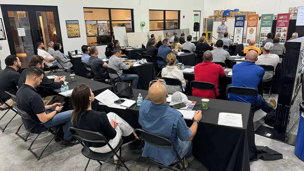 Audience at Stone Industry Education event hosted by Marble of the World in Pompano Beach, FL
