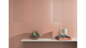 Vertical coral-colored wall tile