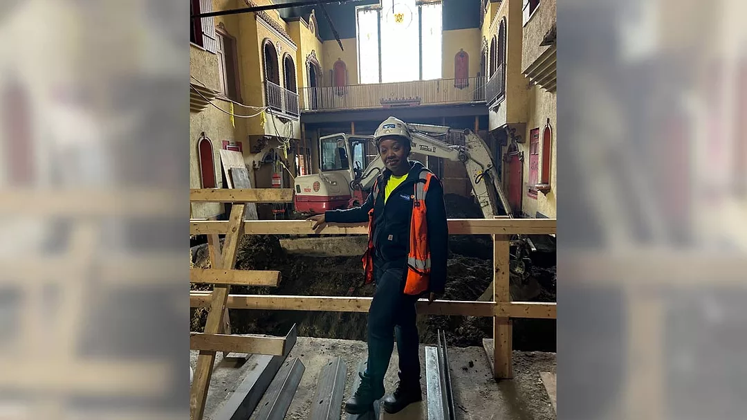 Jennifer Gee on a construction site