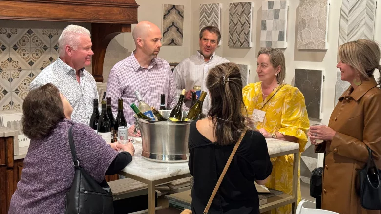 Architects and designers mingling at Wine & Stone Event