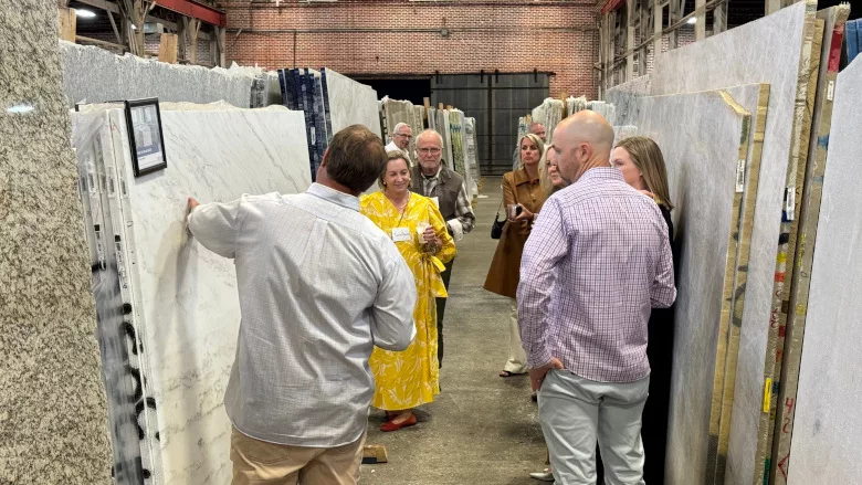 Wine & Stone Event Triton Stone Group designers touring slab warehouse