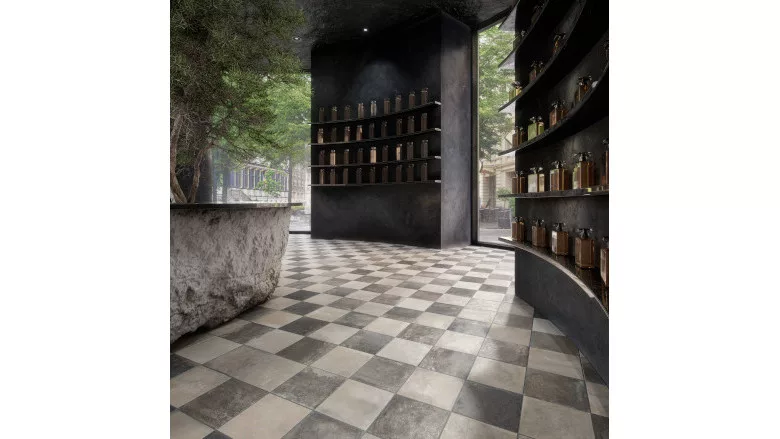 geometric floor tiles