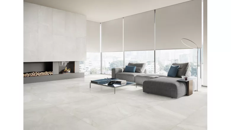 cream colored large slab flooring tile