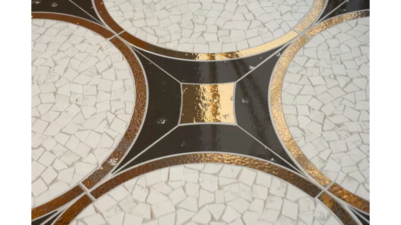 Mosaic in gold, brown and beige