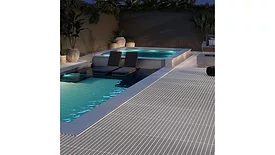 porcelain illuminated tile around pool