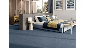 blue rectangular floor tile in bedroom