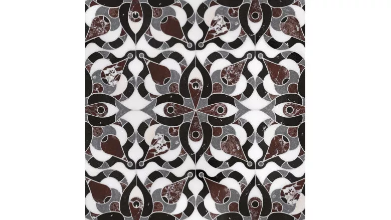 red black and white mosaic tile