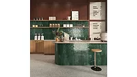 horizontal green tile in cafe