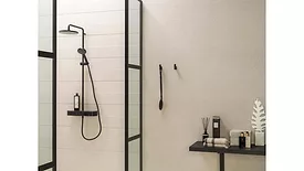 cement look tile in bathroom