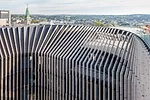 Facade stone slats closeup fischer headquarters POST Luxembourg