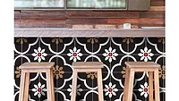 kitchen island tile pictured with stools