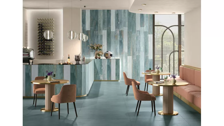 blue waterfall effect wall tile