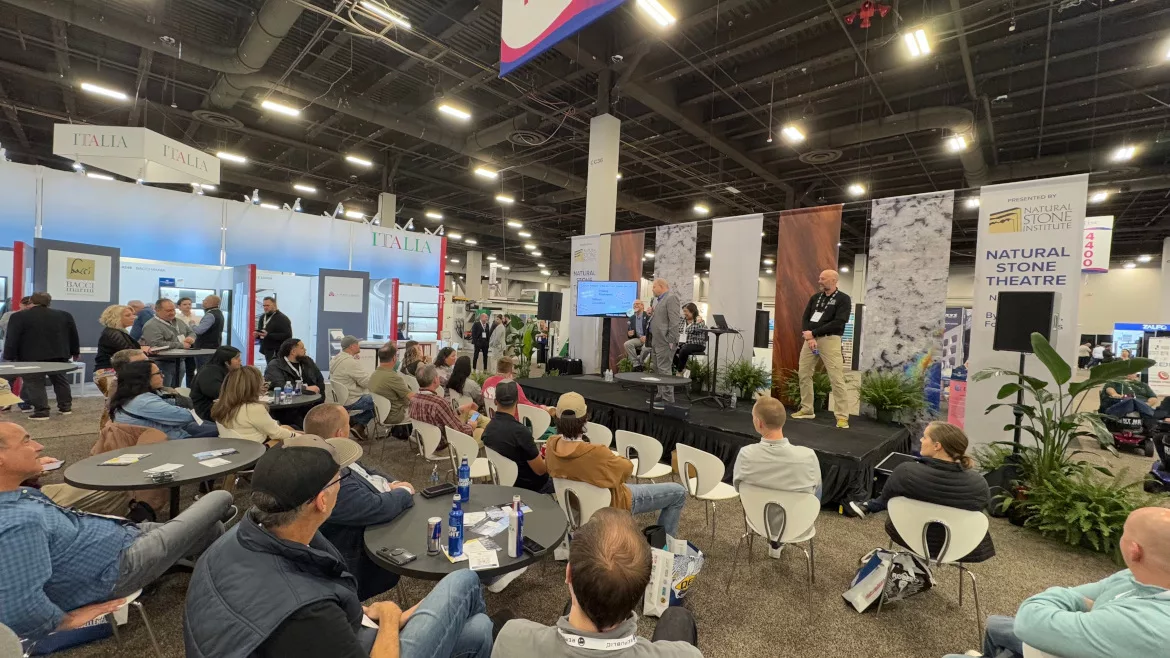 Fabricator Forum on the stage of the Natural Stone Theater at tise 2025