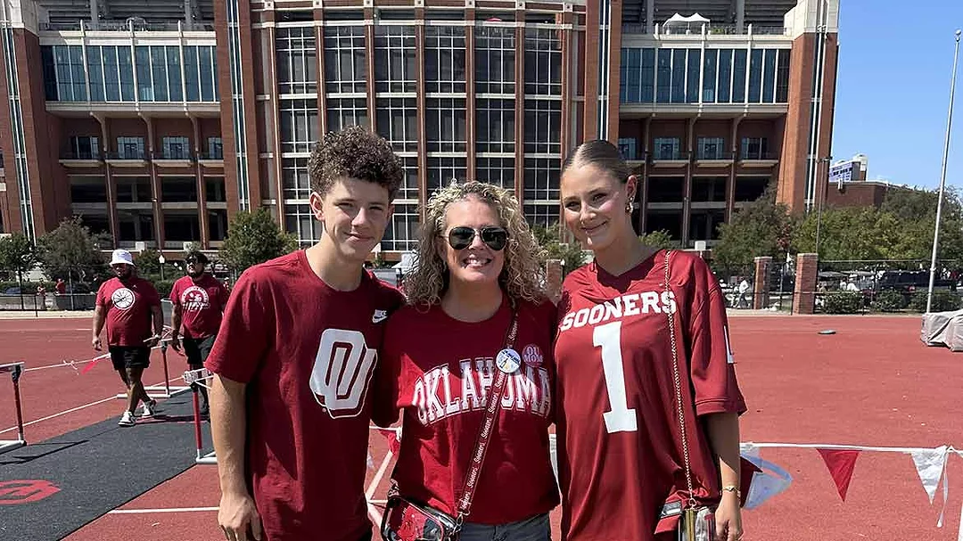 Amie with Son and Daughter at Oklahoma University