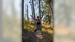 Marcette Gordon trail jumping on hiking trail