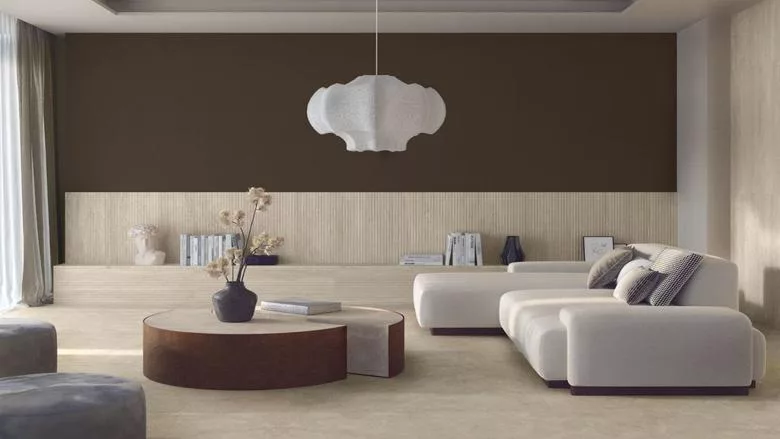 Decoro Dorico Collection by Casalgrande Padana in living room setting
