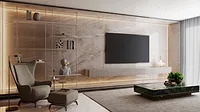 Quartzite wall application in living room