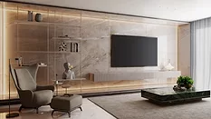 Quartzite wall application in living room