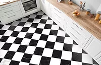 Louisville Tile Checkmate Collection black and white kitchen floor