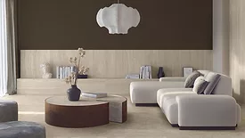 The image shows the Decoro Dorico porcelain stoneware tiles from Casalgrande Padana. 