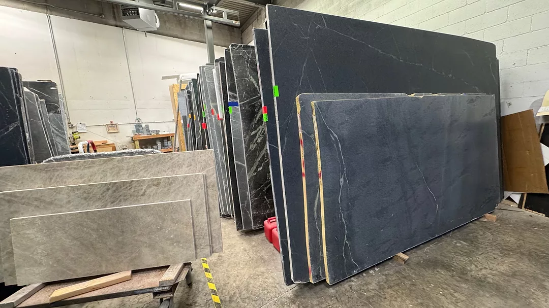 Soapstone Slabs inside M. Teixeira Soapstone facility