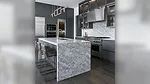 Waterfall Quartz Kitchen Island